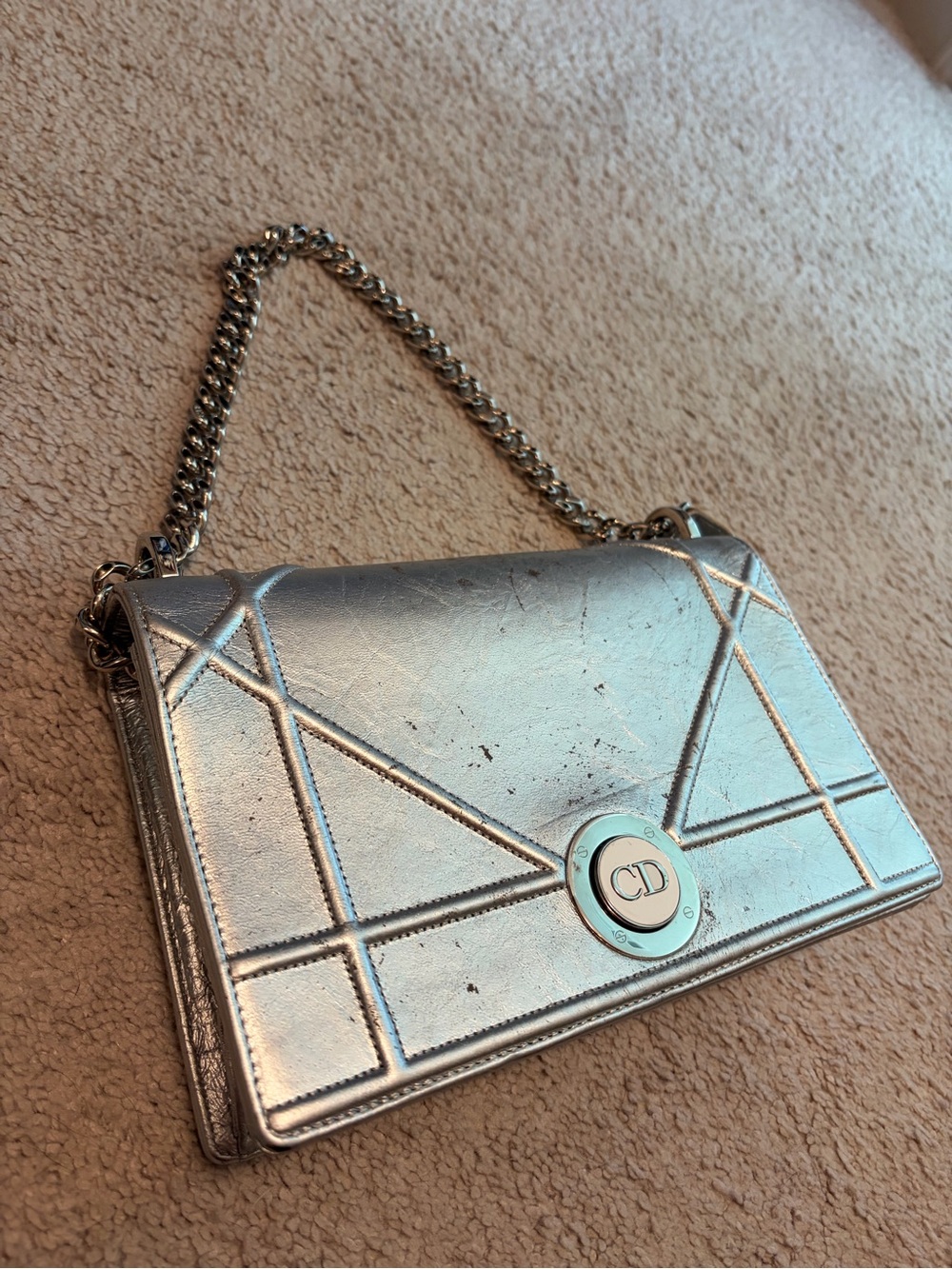 Dior Metallic Silver Diorama Bag